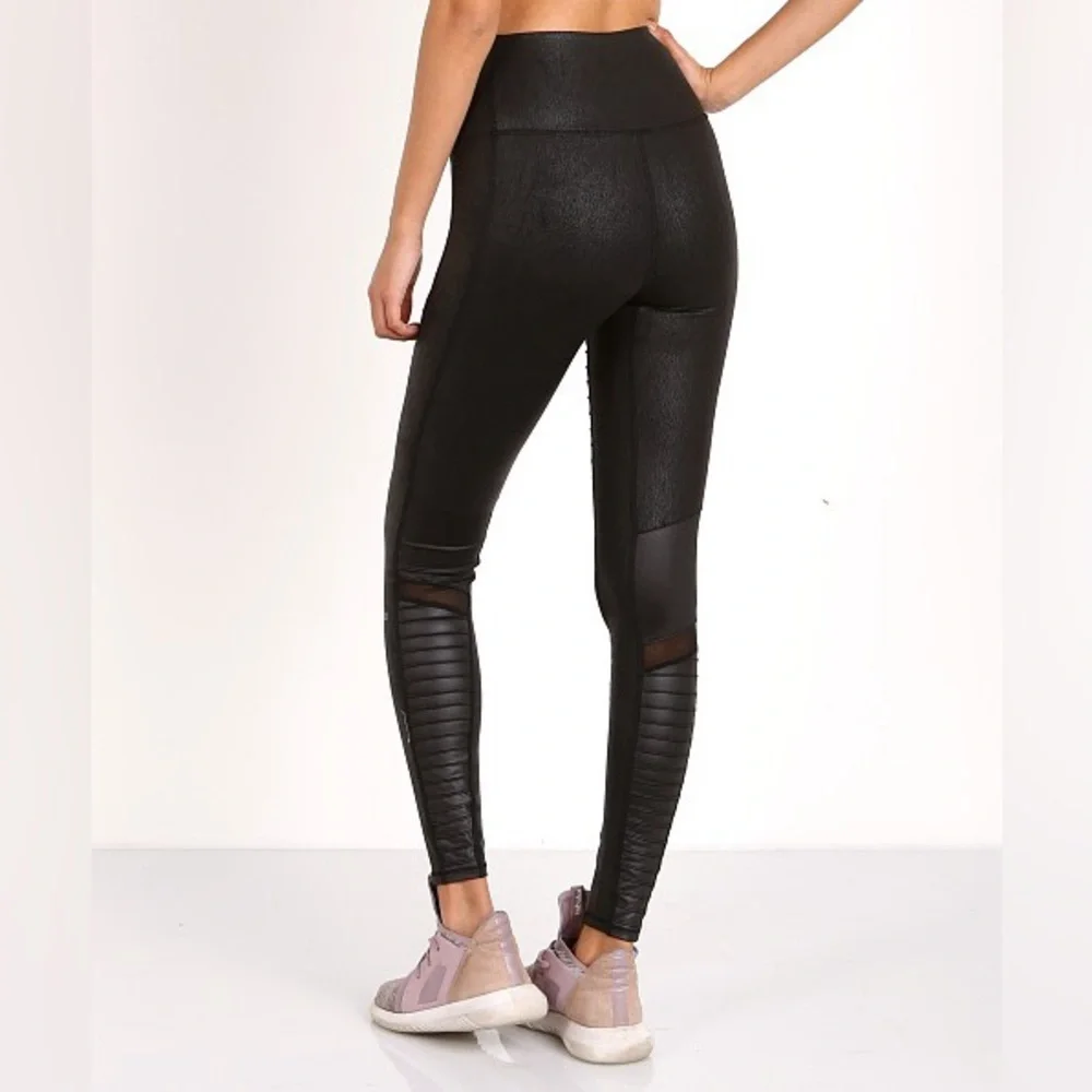 Alo Yoga High Waist Leather Moto Leggings - Picture 2 of 11